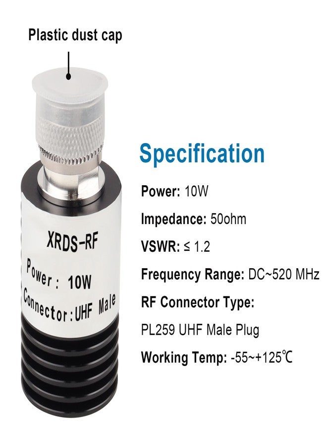 XRDS -RF XRDS-RF 10W PL259 UHF ذكر حمل وهمي للترددات اللاسلكية، 50 أوم - Image 3